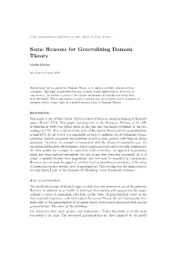 Some Reasons for Generalizing Domain Theory