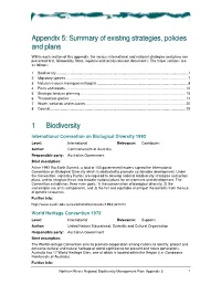 Appendix 5: Summary of Existing Strategies, Policies and Plans