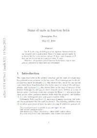 Arxiv:1311.4676V1 [Math.NT] 19 Nov 2013 Sums of Units in Function Fields