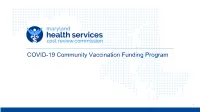 COVID-19 Community Vaccination Funding Program