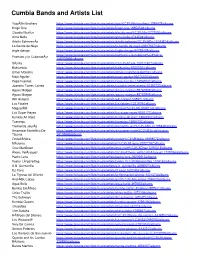 Cumbia Bands and Artists List