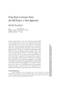 From Paris to Greater Paris: an Old Project, a New Approach HKJU – CCPA, God