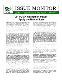 Let PGMA Relinquish Power Apply the Rule of Law