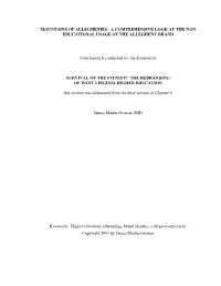 Mountains of Alleghenies: a Comprehensive Look at the Non Educational Usage of the Allegheny Brand