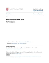 Sensationalism of Bulwer Lytton