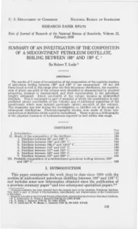 SUMMARY of an INVESTIGATION of the COMPOSITION of a MIDCONTINENT PETROLEUM DISTILLATE, BOILING BETWEEN 100° and 130° C.L