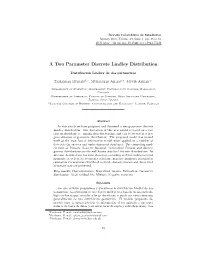 A Two Parameter Discrete Lindley Distribution