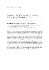 Can Tonne-Scale Direct Detection Experiments Discover Nuclear Dark Matter?