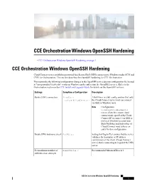 CCE Orchestration Windows Openssh Hardening