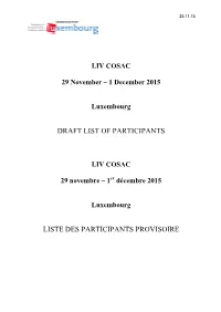 Draft List of Participants Liste Des Participants