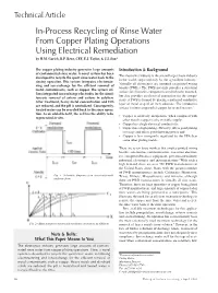 In-Process Recycling of Rinse Water from Copper Plating Operations Using Electrical Remediation by H.M