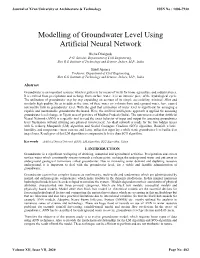 Modelling of Groundwater Level Using Artificial Neural Network