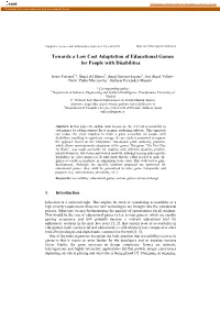 Towards a Low Cost Adaptation of Educational Games for People with Disabilities