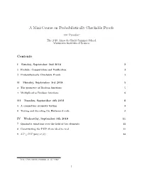 A Mini-Course on Probabilistically Checkable Proofs