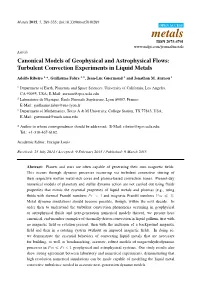 Canonical Models of Geophysical and Astrophysical Flows: Turbulent Convection Experiments in Liquid Metals