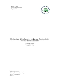 Evaluating Web-Latency Reducing Protocols in Mobile Environments
