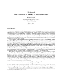 Review of the Π-Calculus: a Theory of Mobile Processes∗
