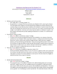 Substance Use Resources for Grades 7-12