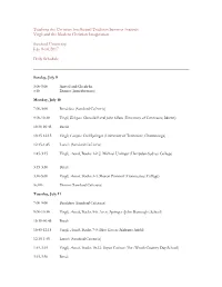 Teaching the Christian Intellectual Tradition Summer Institute Virgil and the Modern Christian Imagination Samford University Ju