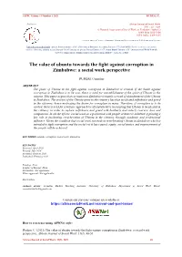 The Value of Ubuntu Towards the Fight Against Corruption in Zimbabwe: a Social Work Perspective