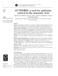 AUTHORIS: a Tool for Authority Control in the Semantic Web Amed Leiva-Mederos, Jose´ A
