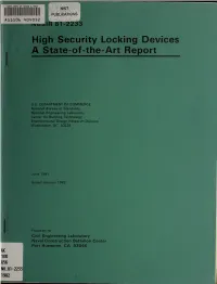 High Security Locking Devices: a State-Of-The-Art Report