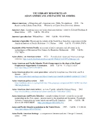 Uiu Library Resources on Asian Americans and Pacific Islanders