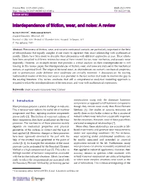 Interdependence of Friction, Wear, and Noise: a Review