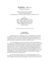 Jephtha, HWV 70 Oratorio in Three Parts
