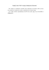 Results of the FY2017 Analysis of Radioactive Strontium the Analysis
