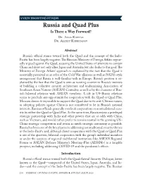 Russia and Quad Plus Is There a Way Forward?