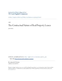 The Contractual Nature of Real Property Leases-Forms the Subject Matter of This Paper