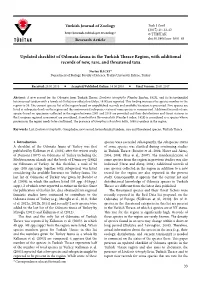 Updated Checklist of Odonata Fauna in the Turkish Thrace Region, with Additional Records of New, Rare, and Threatened Taxa