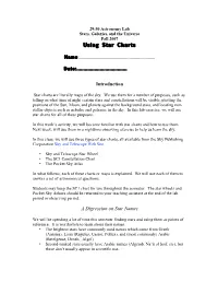 Using Star Charts Introduction a Digression on Star Names