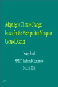 Adapting to Climate Change: Issues for Mosquito Control