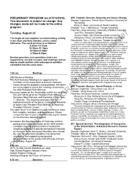 PRELIMINARY PROGRAM (As of 5/12/2016) This Document Is Subject to Change. Any Changes Made Will Be Made to the Online Program. T