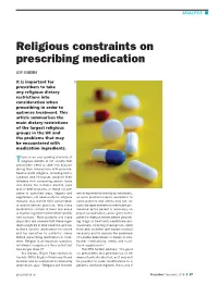 Religious Constraints on Prescribing Medication