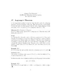 17 Lagrange's Theorem