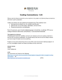 Coding Conventions: 1.03
