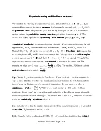 Hypothesis Testing and Likelihood Ratio Tests