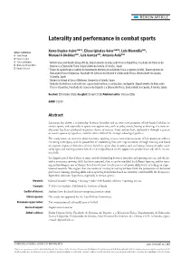 Laterality and Performance in Combat Sports