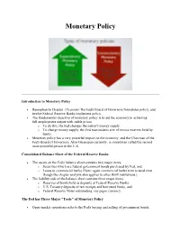 Monetary Policy