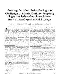 Pouring out Our Soils: Facing the Challenge of Poorly Deﬁned Property Rights in Subsurface Pore Space for Carbon Capture and Storage