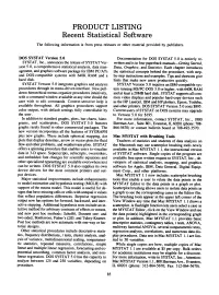 Recent Statistical Software