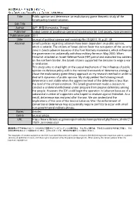 Title Public Opinion and Deterrence