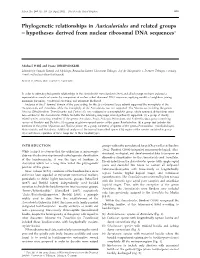 Phylogenetic Relationships in Auriculariales and Related Groups – Hypotheses Derived from Nuclear Ribosomal DNA Sequences1
