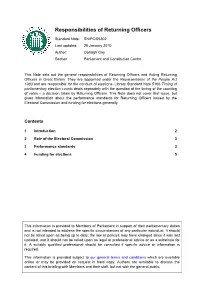 Responsibilities of Returning Officers