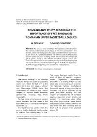 Scomparative Study Regarding the Importance of Free Throws in Romanian Upper Basketball Leagues