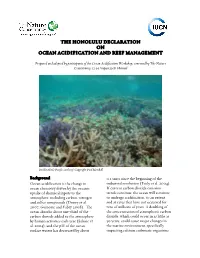 The Honolulu Declaration on Ocean Acidification and Reef Management