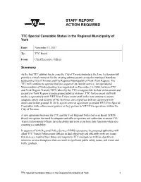 TTC Special Constable Status in the Regional Municipality of York